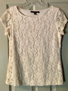 Fever White Lace Short Sleeve Top